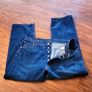 Men's Levis 501 Straight Fit Denim Jeans SZ 38X30 Blue Cotton Button Fly